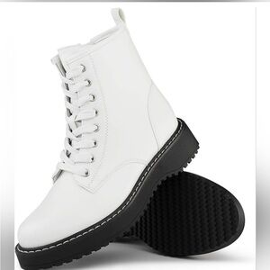 Hawkwell Chunky Sole Combat Booties Moto Women Size 11 White Grunge Ligh…